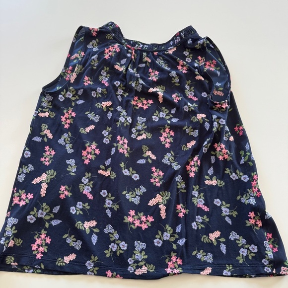 Loft- Navy- Floral- Tank- Ruffle Collar-Sleeveless-Tank-Size S - Picture 2 of 10